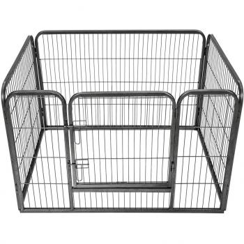 Parque para cachorros Tectake 4 vallas - Parque robusto y estable para cachorros, con puertas de doble cierre, fácil montaje y plegado que apenas ocupa espacio
