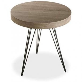 Mesa auxiliar Versa Fontana, en madera y metal, medidas 55 x 50 x 50 cm, color marrón y negro
