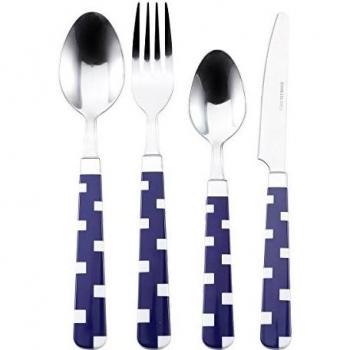 Renberg Squad Navy Cubertería de 24 Piezas en Acero Inoxidable, Azul