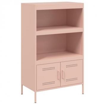Aparador Alto de Acero Rosa 68x39x113 cm, Alacena, Armario Auxiliar, Armario de Almacenaje