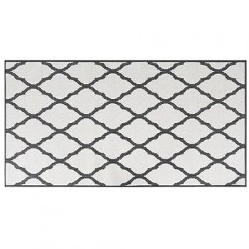 Alfombra de exterior gris y blanca reversible 80x150 cm