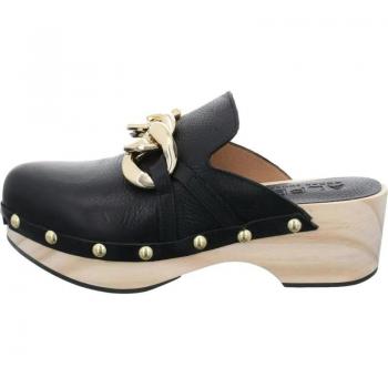 Zueco de mujer ALPE 6829650477149, zueco de piel indio negro con suela antideslizante