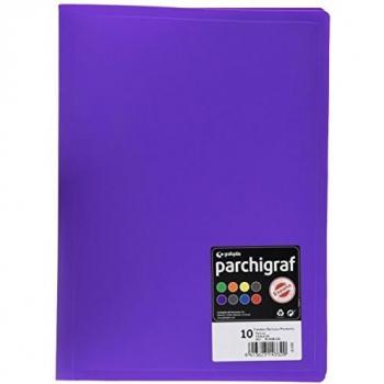 Grafoplas 1430135 - Carpeta de 10 fundas, tamaño folio, tapas PP, color violeta