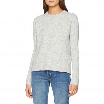 Noisy May Nmelvitta L/s O-Neck Knit Noos, suéter para Mujer, Gris Light Grey Melange, 38