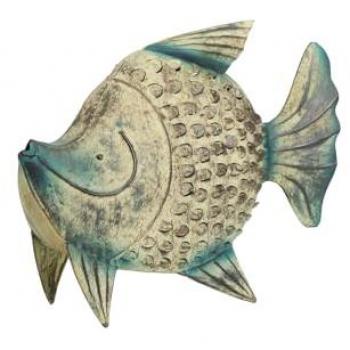 Figura Decorativa Pez de Metal Azul 49x15x42 cm