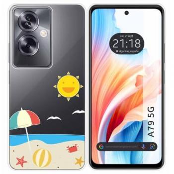 Funda Silicona Transparente con Diseño de Playa para Oppo A79 5G