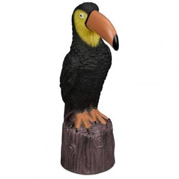 Figura de Jardín Tucán, 35 x 10 x 19 cm, Plástico Resistente a la Intemperie, Decoración Exterior Negra/Marrón