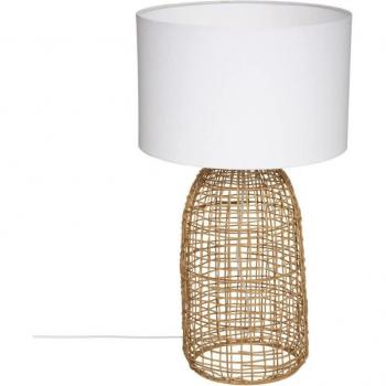 Lámpara cilíndrica de ratán Fez 56cm, mimbre blanco, altura 56 cm