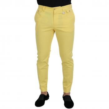 Dolce & Gabbana Yellow Cotton Slim Fit Chinos Pants - IT48 | M