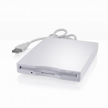 CSL - Disquetera Externa USB FDD 1,44 MB 3,5 Pulgadas - PC y Mac - Slimline Floppy Disk Drive Extern - portátil - Plug y Play - en Blanco - para Windows 11