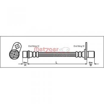 Latiguillo de freno METZGER 4112180 para Toyota Carina E T19 1.6-2.0, flexible trasero izquierdo