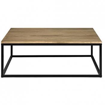 Mesa de Centro iCub 100x80x37cm Negra en Madera Maciza de Pino Acabado Vintage Estilo Industrial
