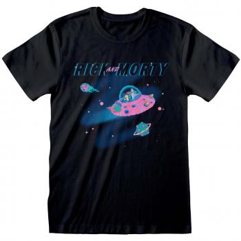 Camiseta Unisex Negra Rick and Morty - In Space - Talla Mediana