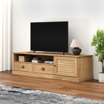 vidaXL VIGO TV Cabinet 156x40x40 cm Solid Wood Pine with Ample Storage, Metal Hardware and Honey Wax Finish - Brown