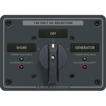 Blue Sea Systems 8365 AC Rotary Switch Panel 65 Ampere 2 Positions + OFF, 2 Pole