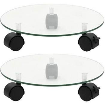 vidaXL Plant Rollers 2 pcs Tempered Glass 28 cm Round