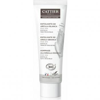 Cattier Paris Exfoliante Facial de Arcilla Blanca para Todo Tipo de Pieles con Aloe Vera, BIO, 100 ml