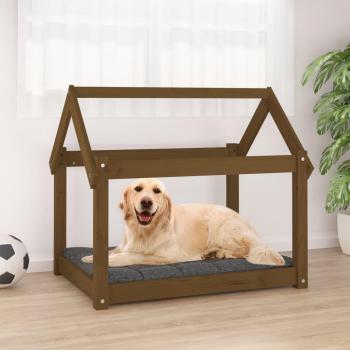 Casa de perro de madera maciza de pino 81x60x70 cm color marrón miel