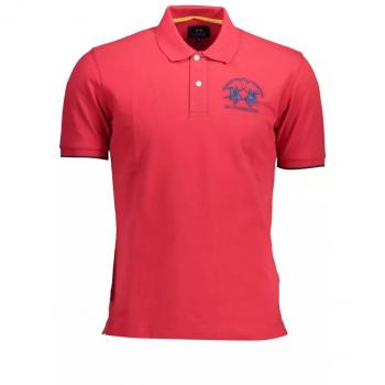 La Martina Elegant Pink Polo Shirt for Men - Casual Luxury, Male, Red, Size: M