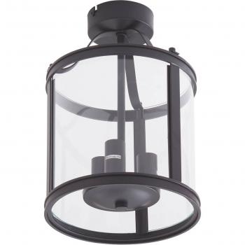 Lámpara de techo Eryk, Ø 23 cm, negro, cristal, 3 luces, tipo industrial, hecha de metal para salón y comedor (E14)