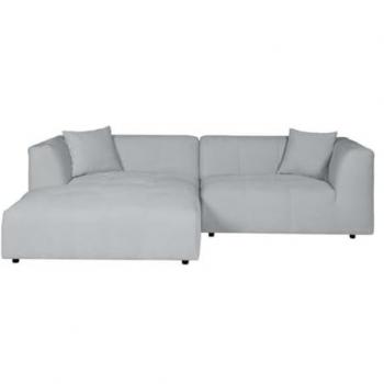 Sofá rinconera izquierda de pana gris claro NAEMIA - 5 plazas - Diseño matelassé original