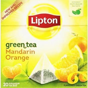 Lipton - Infusión de Té Verde con Esencia de Mandarina, Paquete de 20 Bolsitas, 1.8 gr cada una