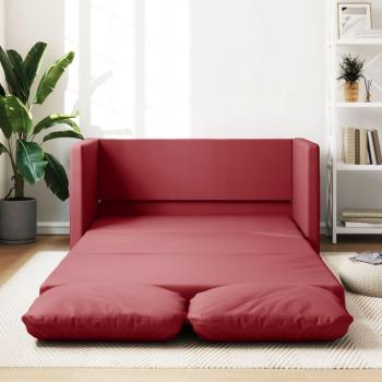 Sofá cama de piso 2 en 1 vino tinto 112x174x55cm Cuero sintético