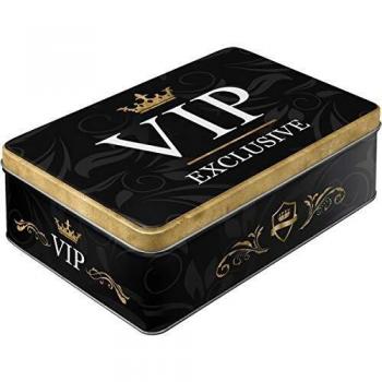 Nostalgic-Art Caja ​Plana de Metal Retro VIP Exclusive – Idea de Regalo para Personas Especiales, Lata con Tapa, Diseño Vintage, 2,5 l