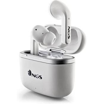 NGS Artica Crown True Wireless Earbuds - White, 32 Hours Battery Life, Touch Controls, USB-C Charging