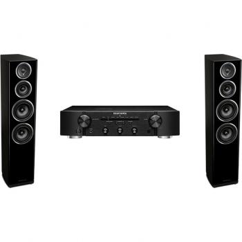 Sistema de audio Marantz/Wharfedale con Amplificador integrado PM7000N y Altavoces de suelo Diamond 11.4 BL
