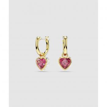 Swarovski Chroma Gold Plated Red Heart Drop Earrings