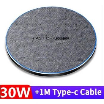 Cargador Inalámbrico Rápido Qi 30W para iPhone y Samsung con USB-C