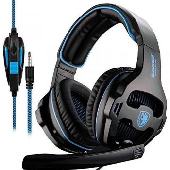 SADES SA810 Auriculares estéreo gaming para PS4,Xbox One,auriculares profesionales de 3,5 mm de diadema con micrófono y control de volumen, bajos envolventes,orejeras suaves con memoria