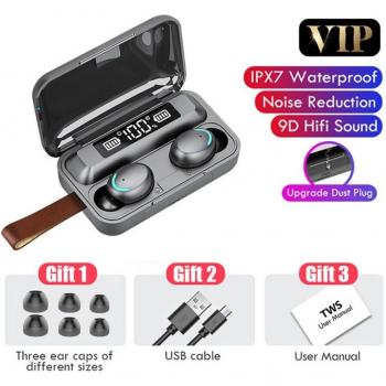 Auriculares TWS Inalámbricos Bluetooth 5.0 con Micrófono 9D, Estéreo HiFi, Caja de Carga de 2200mAh para Deportes y Juegos