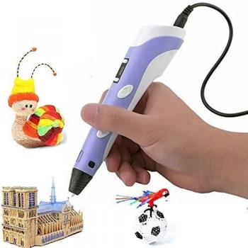 Bolígrafos 3D, Bolígrafo de Impresión 3D Inteligente con Filamento PLA de 1,75mm 3 Colores 9m,Pantalla LCD, Temperatura/Velocidad Ajustable para Aficionados a Hacer Garabatos,Manualidades - Morado