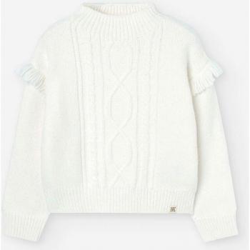 Boboli - Jersey de niña con flecos y detalles trenzados, tejido de punto, diseño con flecos, detalles trenzados, manga larga, cuello redondo