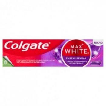 Pasta de dientes blanqueadora Colgate Max White Purple Reveal 75ml, fórmula avanzada para dientes más blancos, con tecnología de gel purificante y sabor fresco