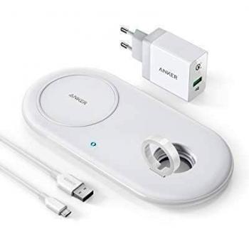 Anker PowerWave+ - Base de carga para Apple Watch Serie 4/3/2, carga rápida con iPhone XS/XS Max/XR/X/8 Plus