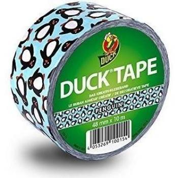 Ducktape 104210 Cinta Adhesiva de Tela, 48 mm x 9.1 m, Diseño Pingüino