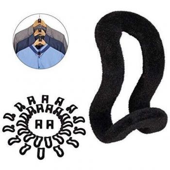 Set de 30 Ganchos Organizador de Perchas en Terciopelo Antideslizante, Plástico, Negro