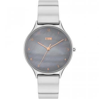 Reloj Storm Alana Curvex | Diseño Clásico y Elegante | Esfera Gris Nácar | Correa Versátil | Resistente al Agua 50m