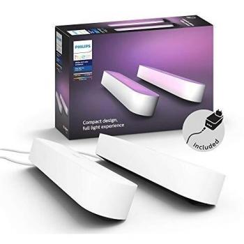 Philips Hue - Barra de luz, Hue Play, Luz blanca y colores, Compatible con Alexa y Google Home, Blanco - 2 Unidades