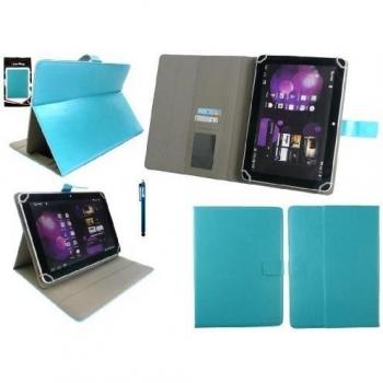 Emartbuy® Airis WinPAD 100W Tablet 10.1 Pulgada Universal Range Turquesa Ángulo Múltiples Executive Folio Funda Carcasa Wallet Case Cover Con Tarjeta de Slots + Turquesa Lápiz Óptico