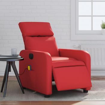 Sillón de masaje reclinable eléctrico de cuero artificial rojo Vidaxl 368072