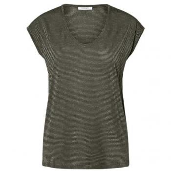 Pieces Women's Short Sleeve V-Neck Lurex Striped T-Shirt