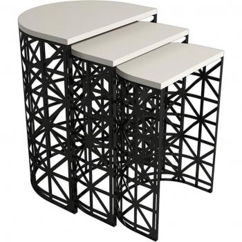 Mesa nido WellHome 100% tablero de aglomerado rechapado en melamina, color crema negro