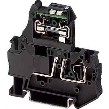 Lever Fuse Terminal Block with LED Indicator for G 5x20 mm Cartridges, Black, 24V DC