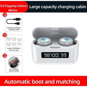 Auriculares Inalámbricos TWS Bluetooth con Estuche de Carga de 2000mAh, Auriculares Deportivos Impermeables HiFi Stereo con Micrófono