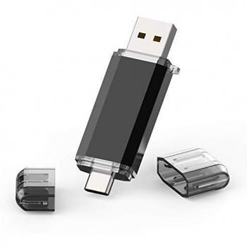 TOPESEL 64GB Memoria USB 3.0 Tipo C Dual OTG Flash Drive USB C Pendrives Llave Portátiles para Samsung Galaxy S8, S8 Plus, Note 8, Google Pixel XL, Negro