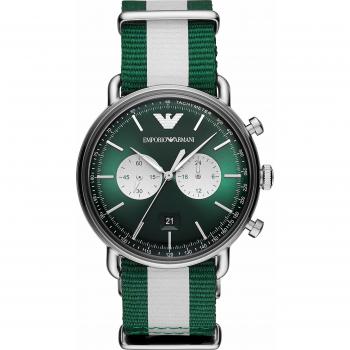Emporio Armani Mens Chronograph Quartz Watch with Nylon Strap AR11221
